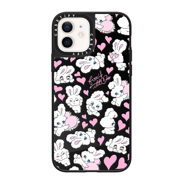 foxy illustrations x CASETiFY iPhone 12 ケース Black on Black ミラーケース MagSafe対応 Sweetheart Mix