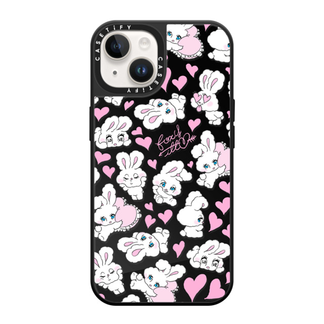 foxy illustrations x CASETiFY iPhone 14 ケース Black on Black ミラーケース MagSafe対応 Sweetheart Mix