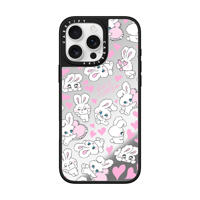 foxy illustrations x CASETiFY iPhone 16 Pro Max ケース Silver on Black ミラーケース MagSafe対応 Sweetheart Mix