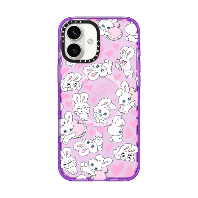 foxy illustrations x CASETiFY iPhone 16 Plus ケース パープル インパクトケース MagSafe対応 Sweetheart Mix