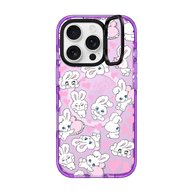 foxy illustrations x CASETiFY iPhone 16 Pro ケース パープル インパクトリングスタンドケース MagSafe対応 Sweetheart Mix