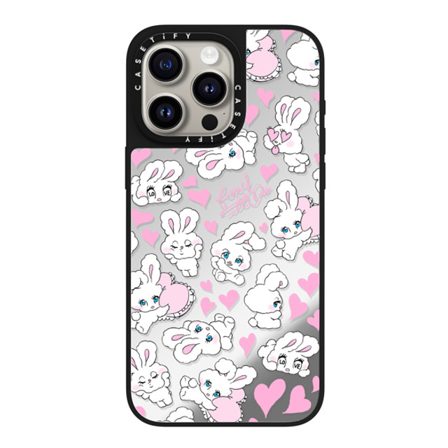 foxy illustrations x CASETiFY iPhone 15 Pro Max ケース Silver on Black ミラーケース MagSafe対応 Sweetheart Mix