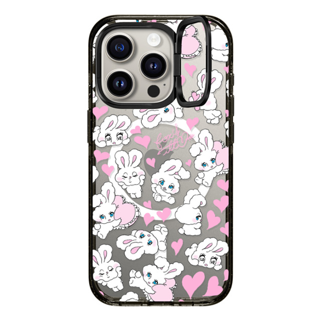 foxy illustrations x CASETiFY iPhone 15 Pro ケース ブラック インパクトリングスタンドケース MagSafe対応 Sweetheart Mix