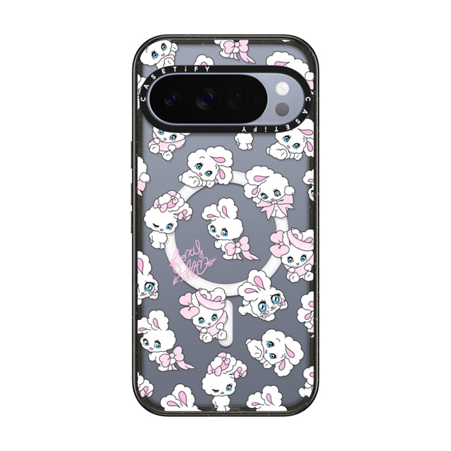 foxy illustrations x CASETiFY Pixel 10 Pro XL ケース Ribbon,Bowcore ブラック Impact Magnetic Case Ribbon Bunnies