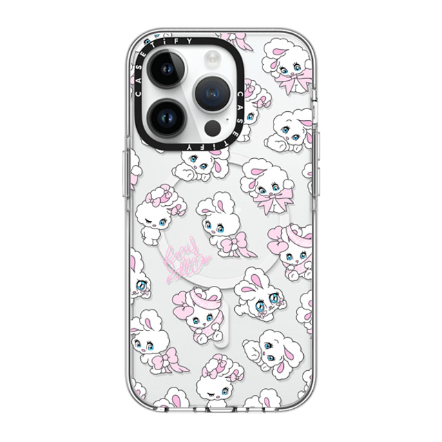 foxy illustrations x CASETiFY iPhone 14 Pro ケース クリア クリア ケース MagSafe対応 Ribbon Bunnies