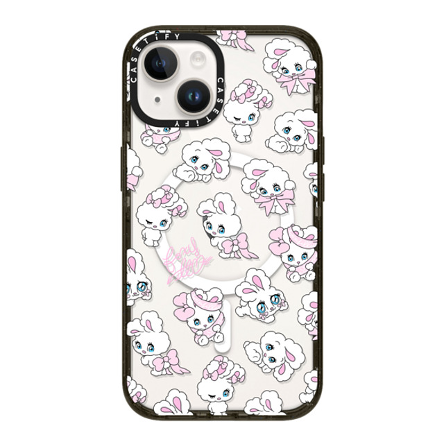 foxy illustrations x CASETiFY iPhone 14 ケース ブラック インパクトケース MagSafe対応 Ribbon Bunnies