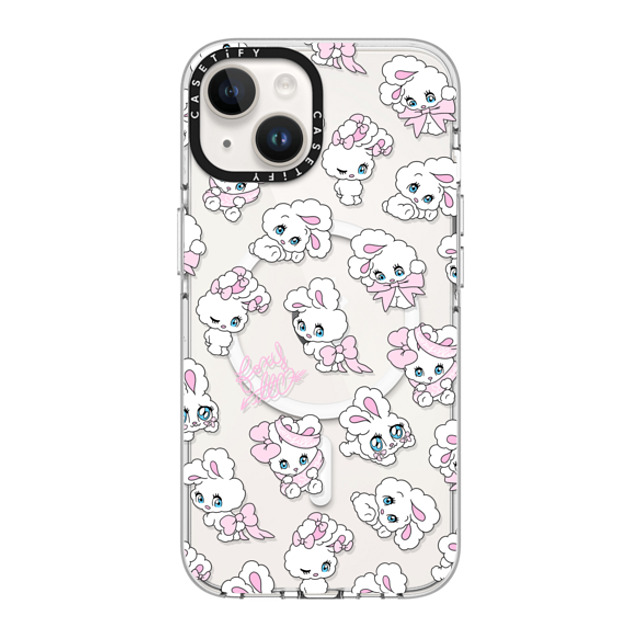 foxy illustrations x CASETiFY iPhone 14 ケース クリア クリア ケース MagSafe対応 Ribbon Bunnies