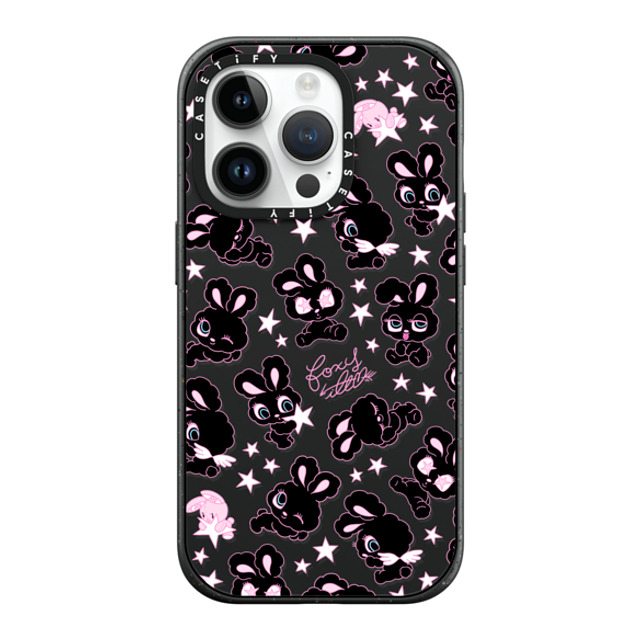 foxy illustrations x CASETiFY iPhone 14 Pro ケース マットブラック インパクトケース MagSafe対応 Black Bunnies Star Mix