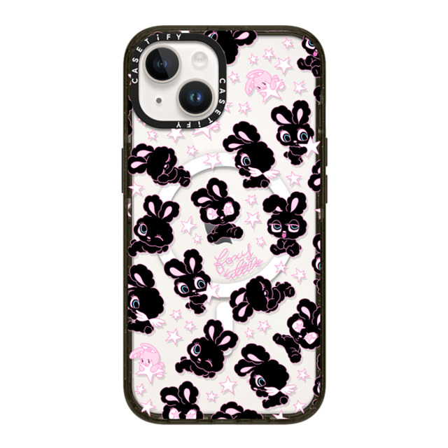 foxy illustrations x CASETiFY iPhone 14 ケース ブラック インパクトケース MagSafe対応 Black Bunnies Star Mix