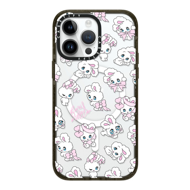 foxy illustrations x CASETiFY iPhone 14 Pro Max ケース ブラック インパクトケース MagSafe対応 Ribbon Bunnies