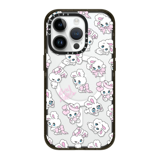 foxy illustrations x CASETiFY iPhone 14 Pro ケース ブラック インパクトケース MagSafe対応 Ribbon Bunnies