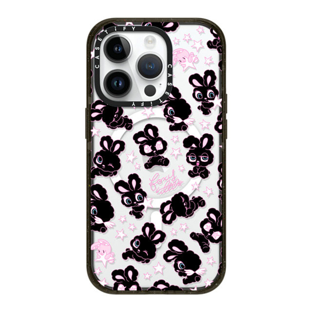 foxy illustrations x CASETiFY iPhone 14 Pro ケース ブラック インパクトケース MagSafe対応 Black Bunnies Star Mix