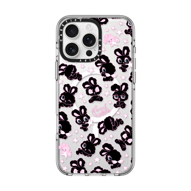 foxy illustrations x CASETiFY iPhone 16 Pro Max ケース クリア クリア ケース MagSafe対応 Black Bunnies Star Mix