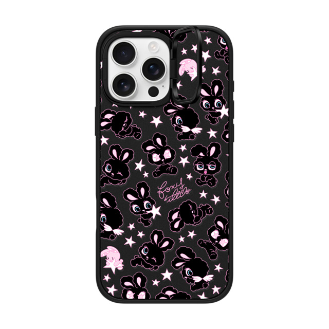 foxy illustrations x CASETiFY iPhone 16 Pro Max ケース マットブラック インパクトリングスタンドケース MagSafe対応 Black Bunnies Star Mix