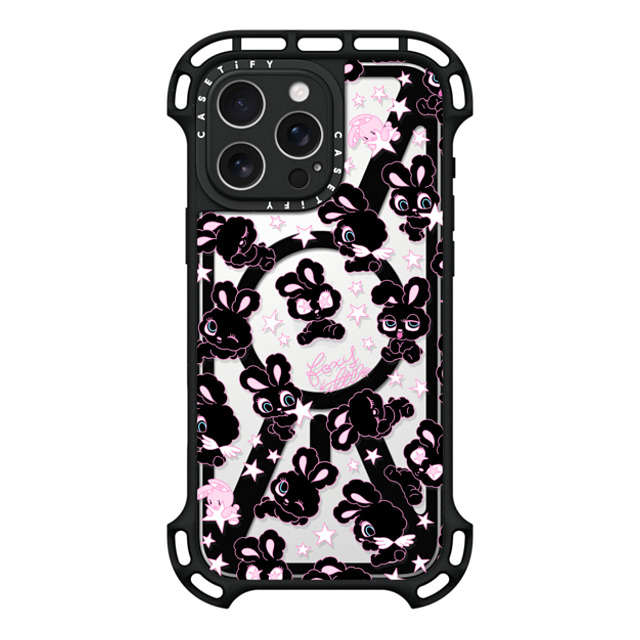 foxy illustrations x CASETiFY iPhone 16 Pro Max ケース ブラック ウルトラ バウンスケース MagSafe対応 Black Bunnies Star Mix