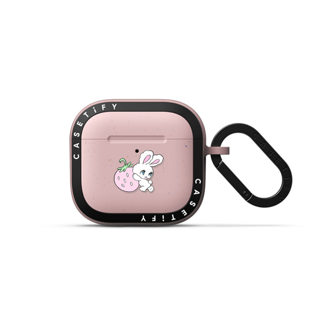 foxy illustrations x CASETiFY AirPods 4 プリムローズ ピンク バウンス ケース Bunny Carrying Strawberry