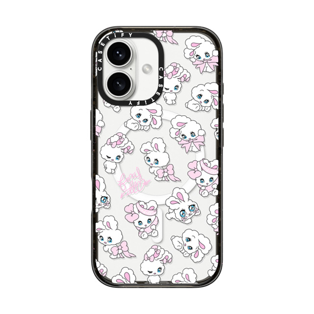 foxy illustrations x CASETiFY iPhone 16 ケース ブラック インパクトケース MagSafe対応 Ribbon Bunnies