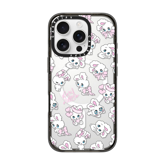 foxy illustrations x CASETiFY iPhone 16 Pro ケース ブラック インパクトケース MagSafe対応 Ribbon Bunnies