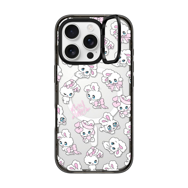 foxy illustrations x CASETiFY iPhone 16 Pro ケース ブラック インパクトリングスタンドケース MagSafe対応 Ribbon Bunnies