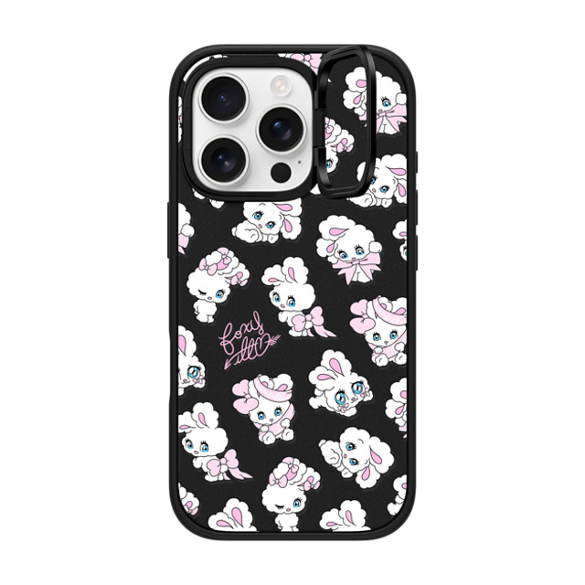 foxy illustrations x CASETiFY iPhone 16 Pro ケース マットブラック インパクトリングスタンドケース MagSafe対応 Ribbon Bunnies