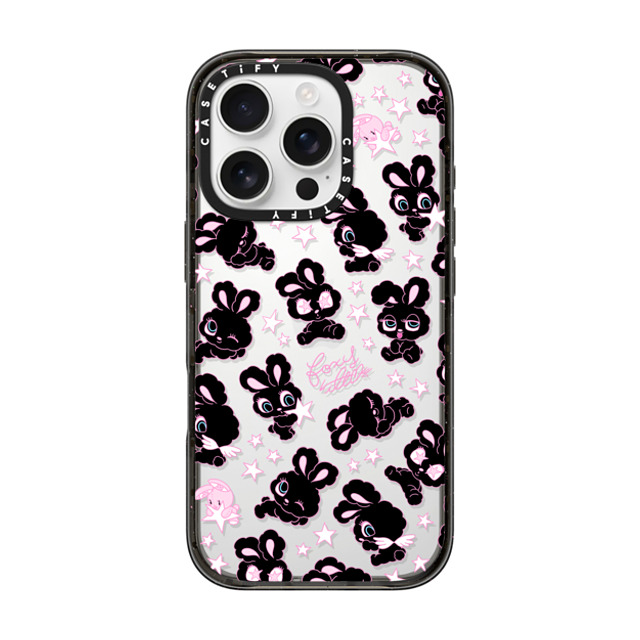 foxy illustrations x CASETiFY iPhone 16 Pro ケース ブラック インパクトケース Black Bunnies Star Mix