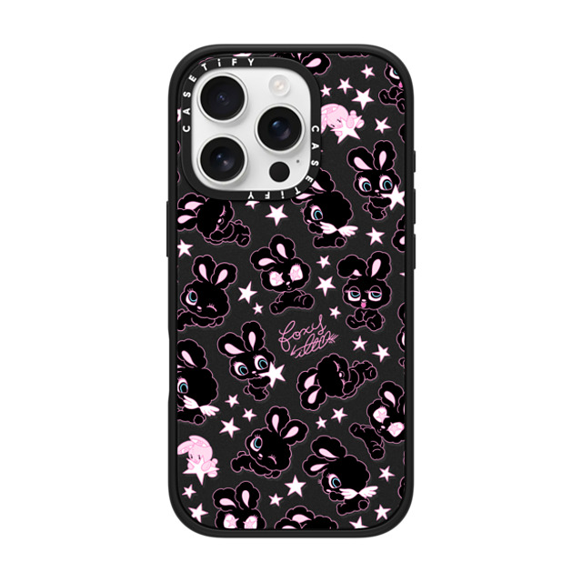 foxy illustrations x CASETiFY iPhone 16 Pro ケース マットブラック インパクトケース Black Bunnies Star Mix