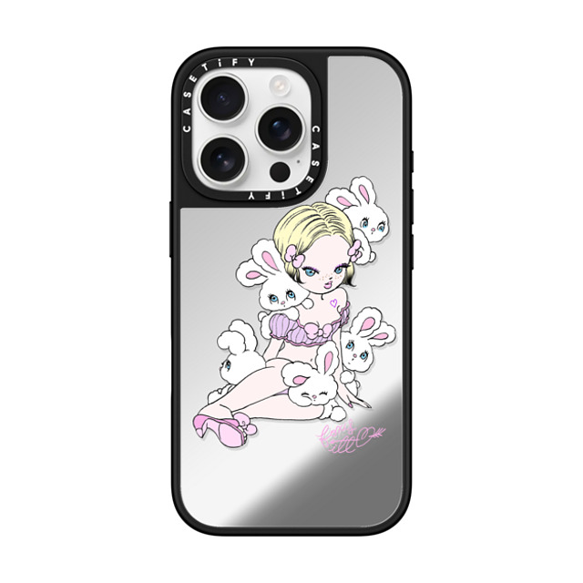 foxy illustrations x CASETiFY iPhone 16 Pro ケース Cartoon Silver on Black ミラーケース MagSafe対応 Lonely Bunnies Club Back to School foxy illustrations x CASETiFY iPhone 16 Pro ケース Cartoon Silver on Black ミラーケース MagSafe対応 Lonely Bunnies Club Back to School