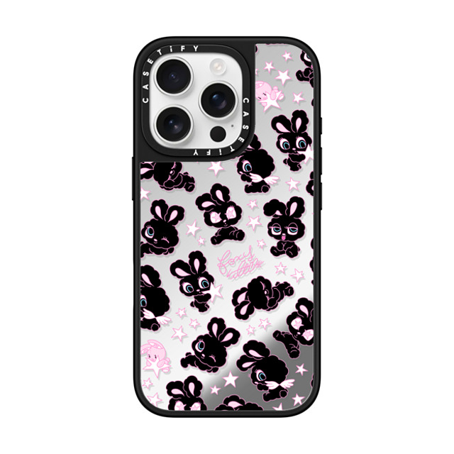 foxy illustrations x CASETiFY iPhone 16 Pro Case Silver on Black ミラーケース MagSafe対応 Black Bunnies Star Mix foxy illustrations x CASETiFY iPhone 16 Pro Case Silver on Black ミラーケース MagSafe対応 Black Bunnies Star Mix