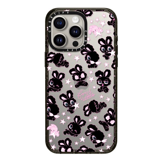 foxy illustrations x CASETiFY iPhone 15 Pro Max ケース ブラック インパクトケース Black Bunnies Star Mix