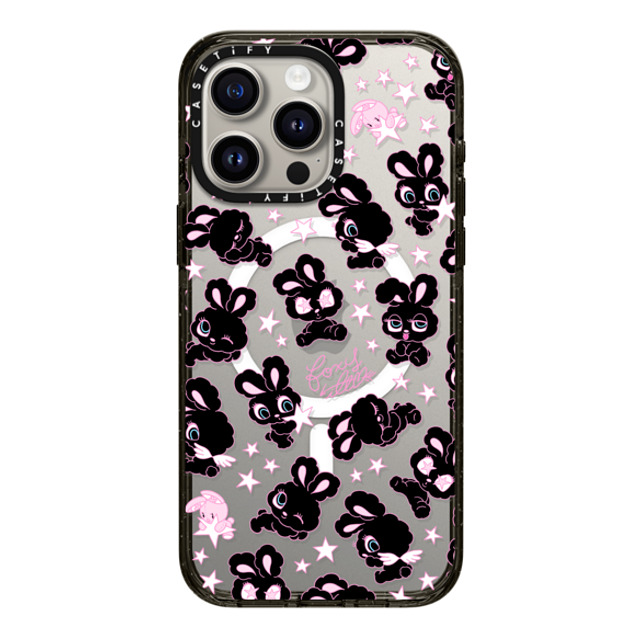 foxy illustrations x CASETiFY iPhone 15 Pro Max ケース ブラック インパクトケース MagSafe対応 Black Bunnies Star Mix