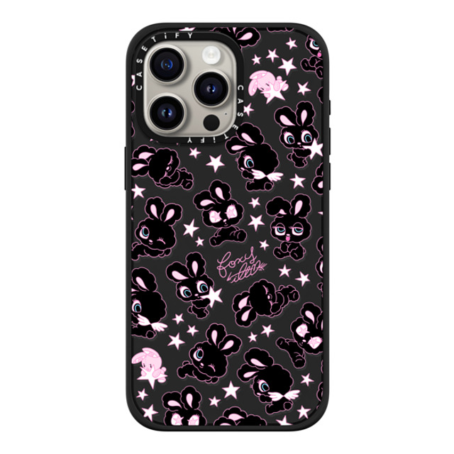 foxy illustrations x CASETiFY iPhone 15 Pro Max ケース マットブラック インパクトケース MagSafe対応 Black Bunnies Star Mix