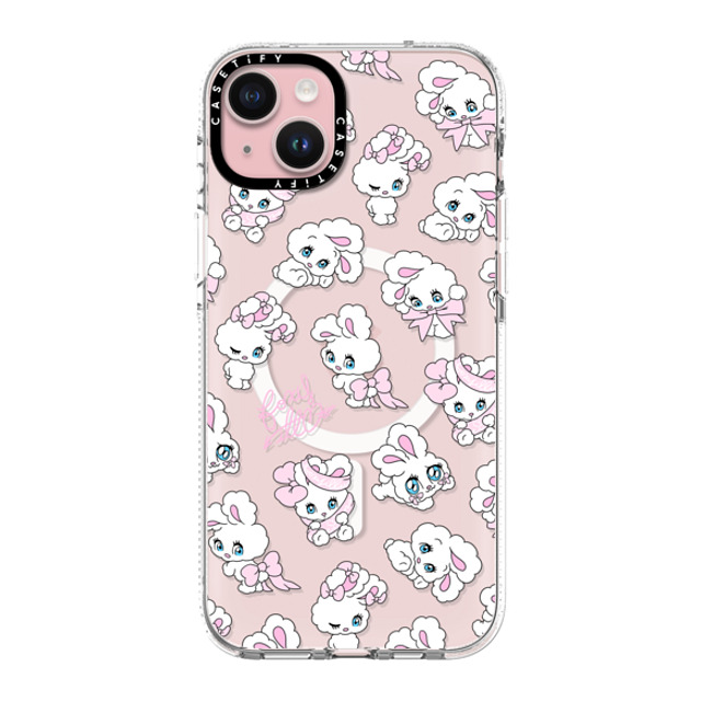 foxy illustrations x CASETiFY iPhone 15 Plus ケース クリア クリア ケース MagSafe対応 Ribbon Bunnies