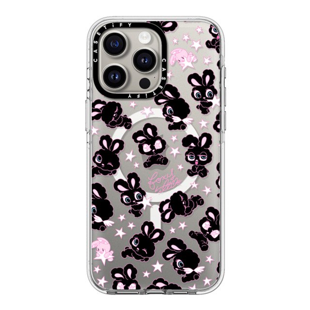 foxy illustrations x CASETiFY iPhone 15 Pro Max ケース クリア クリア ケース MagSafe対応 Black Bunnies Star Mix