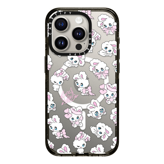 foxy illustrations x CASETiFY iPhone 15 Pro ケース ブラック インパクトケース MagSafe対応 Ribbon Bunnies