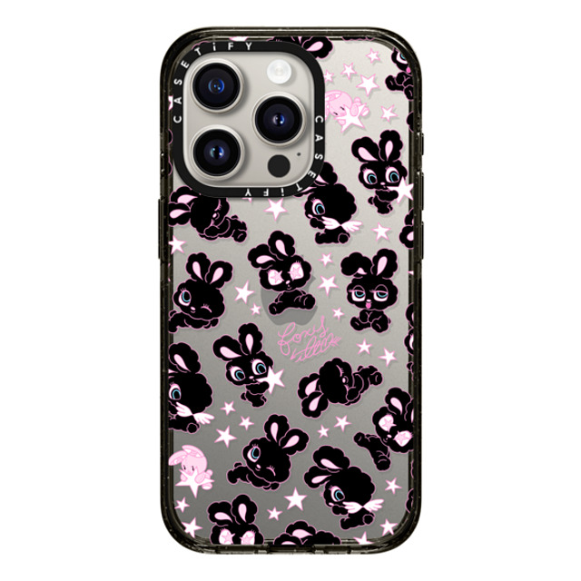 foxy illustrations x CASETiFY iPhone 15 Pro ケース ブラック インパクトケース Black Bunnies Star Mix