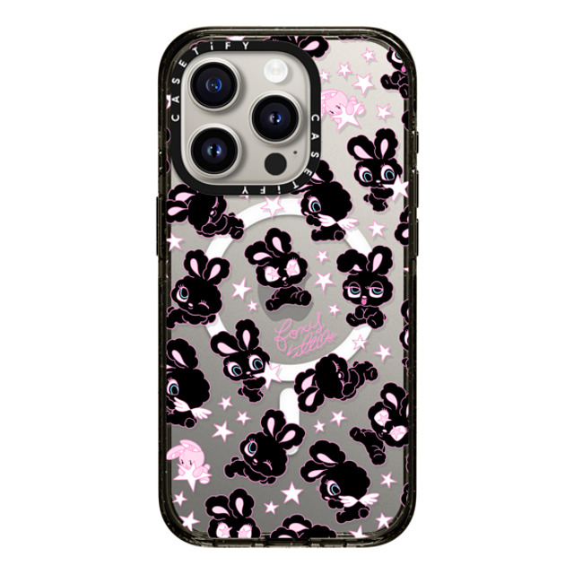 foxy illustrations x CASETiFY iPhone 15 Pro ケース ブラック インパクトケース MagSafe対応 Black Bunnies Star Mix