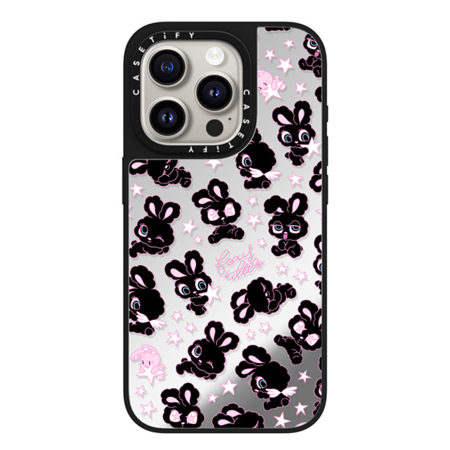 foxy illustrations x CASETiFY iPhone 15 Pro Case Silver on Black ミラーケース MagSafe対応 Black Bunnies Star Mix foxy illustrations x CASETiFY iPhone 15 Pro Case Silver on Black ミラーケース MagSafe対応 Black Bunnies Star Mix