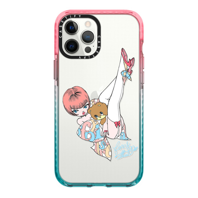 foxy illustrations x CASETiFY iPhone 12 Pro Max Case Pink/Blue Impact Case Upside Down foxy illustrations x CASETiFY iPhone 12 Pro Max Case Pink/Blue Impact Case Upside Down