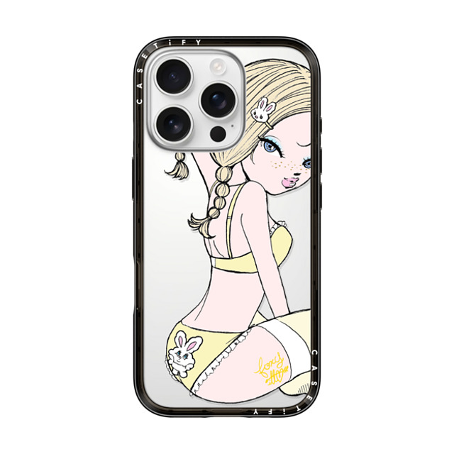 foxy illustrations x CASETiFY iPhone 16 Pro ケース ブラック インパクトライトケース Banana Milk