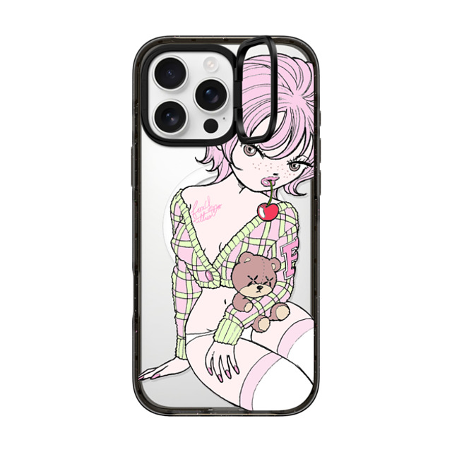 foxy illustrations x CASETiFY iPhone 16 Pro Max ケース Cherry,Cartoon ブラック インパクトリングスタンドケース MagSafe対応 Cherry Teddy Father's Day foxy illustrations x CASETiFY iPhone 16 Pro Max ケース Cherry,Cartoon ブラック インパクトリングスタンドケース MagSafe対応 Cherry Teddy Father's Day