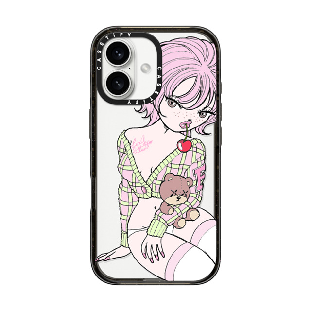 foxy illustrations x CASETiFY iPhone 16 Case Cherry,Cartoon ブラック インパクトケース Cherry Teddy Mother's Day foxy illustrations x CASETiFY iPhone 16 Case Cherry,Cartoon ブラック インパクトケース Cherry Teddy Mother's Day