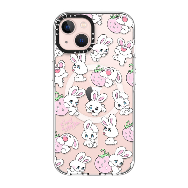 foxy illustrations x CASETiFY iPhone 13 ケース クリア クリア ケース MagSafe対応 Strawberry Mix