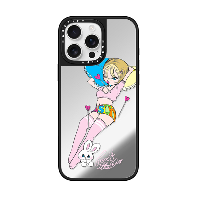 foxy illustrations x CASETiFY iPhone 16 Pro Max ケース Bunny,Animal Silver on Black ミラーケース MagSafe対応 Lovesick Back to School foxy illustrations x CASETiFY iPhone 16 Pro Max ケース Bunny,Animal Silver on Black ミラーケース MagSafe対応 Lovesick Back to School