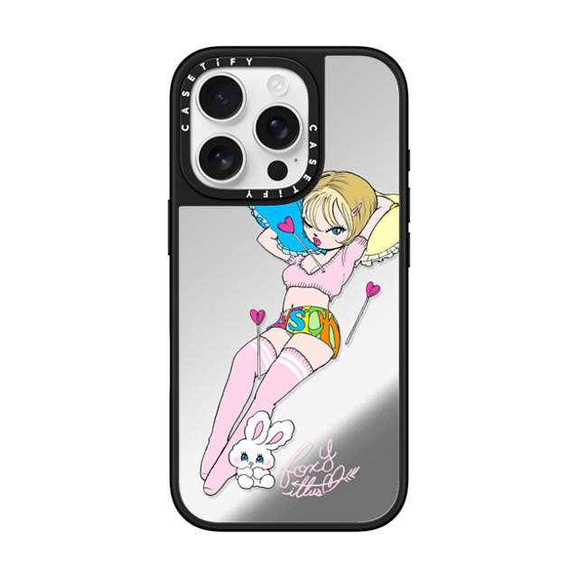 foxy illustrations x CASETiFY iPhone 16 Pro ケース Bunny,Animal Silver on Black ミラーケース MagSafe対応 Lovesick Father's Day foxy illustrations x CASETiFY iPhone 16 Pro ケース Bunny,Animal Silver on Black ミラーケース MagSafe対応 Lovesick Father's Day