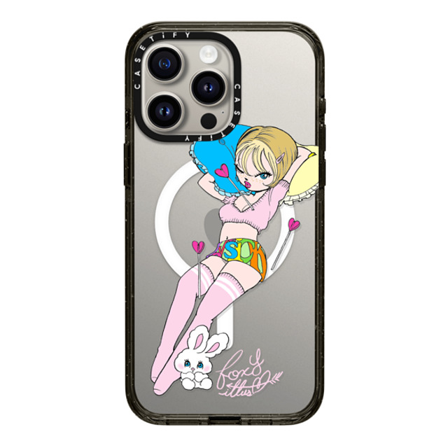 foxy illustrations x CASETiFY iPhone 15 Pro Max ケース Bunny,Animal ブラック インパクトケース MagSafe対応 Lovesick Father's Day foxy illustrations x CASETiFY iPhone 15 Pro Max ケース Bunny,Animal ブラック インパクトケース MagSafe対応 Lovesick Father's Day