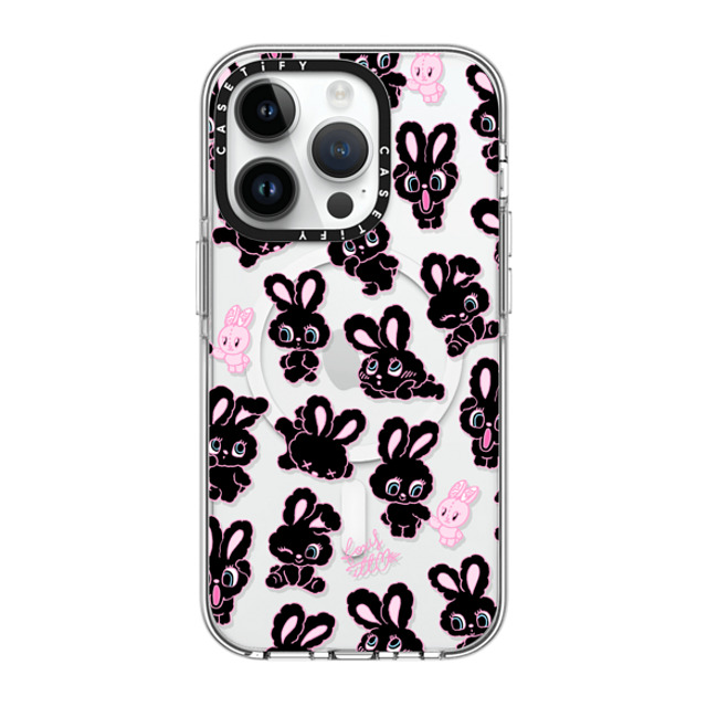 foxy illustrations x CASETiFY iPhone 14 Pro ケース クリア クリア ケース MagSafe対応 Black Bunnies