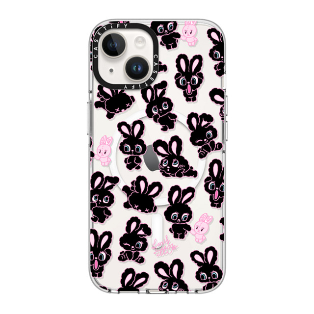 foxy illustrations x CASETiFY iPhone 14 ケース クリア クリア ケース MagSafe対応 Black Bunnies