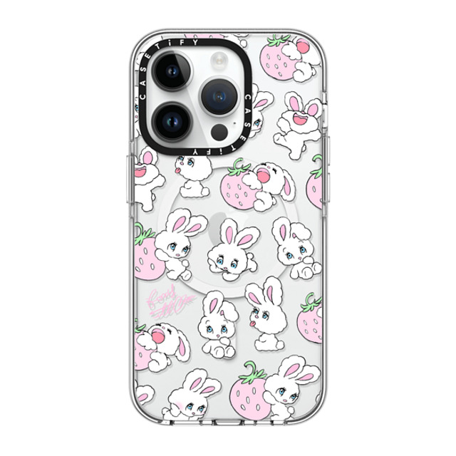 foxy illustrations x CASETiFY iPhone 14 Pro ケース クリア クリア ケース MagSafe対応 Strawberry Mix