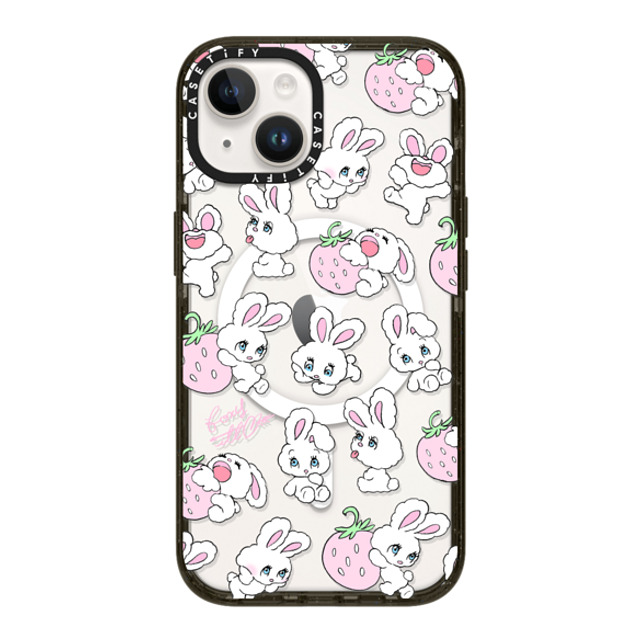 foxy illustrations x CASETiFY iPhone 14 ケース ブラック インパクトケース MagSafe対応 Strawberry Mix