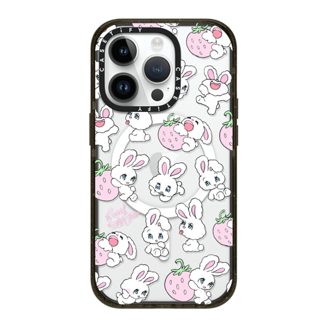 foxy illustrations x CASETiFY iPhone 14 Pro ケース ブラック インパクトケース MagSafe対応 Strawberry Mix